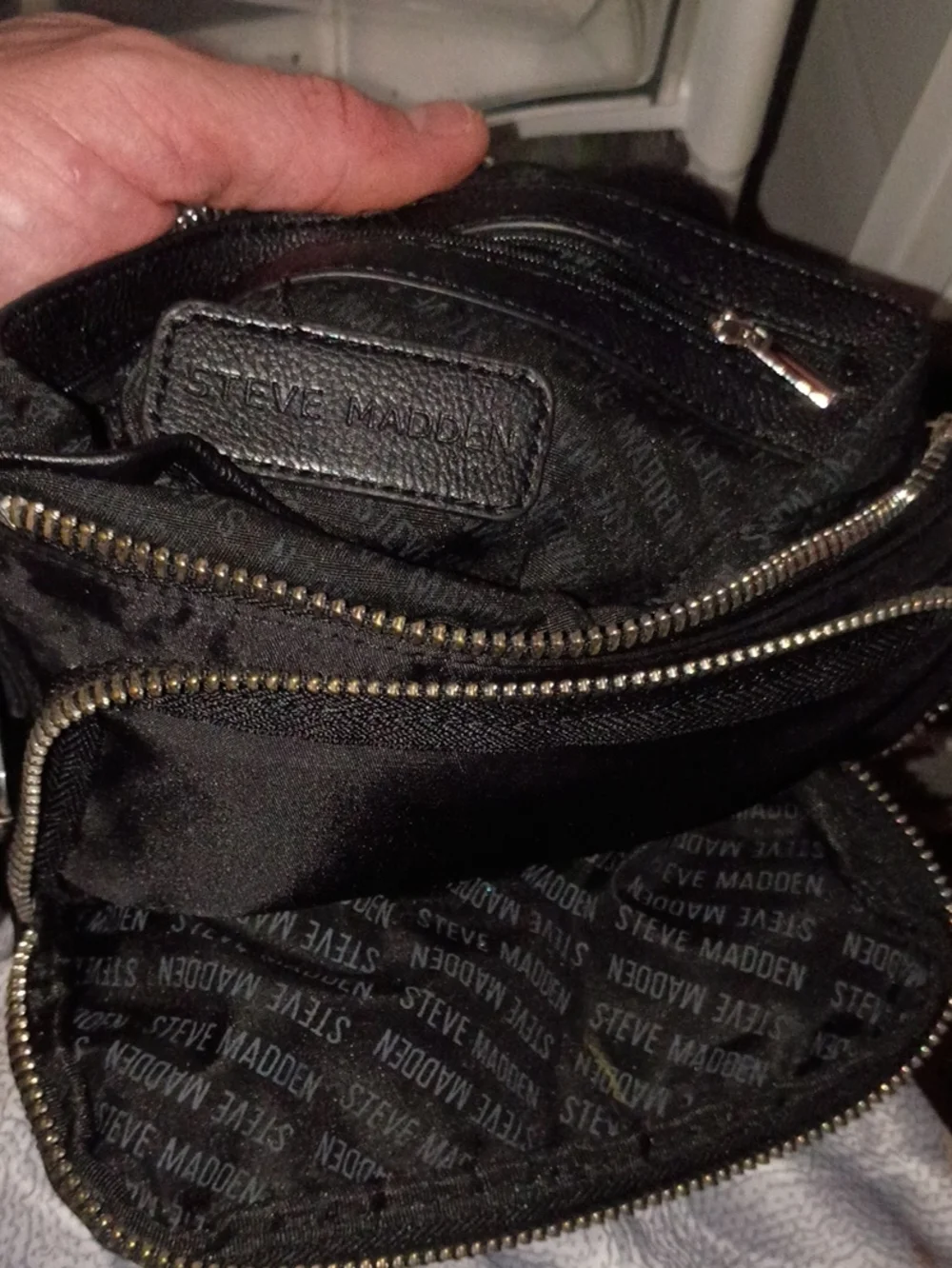 Steve Madden Black and White Logo Crossbody Messenger